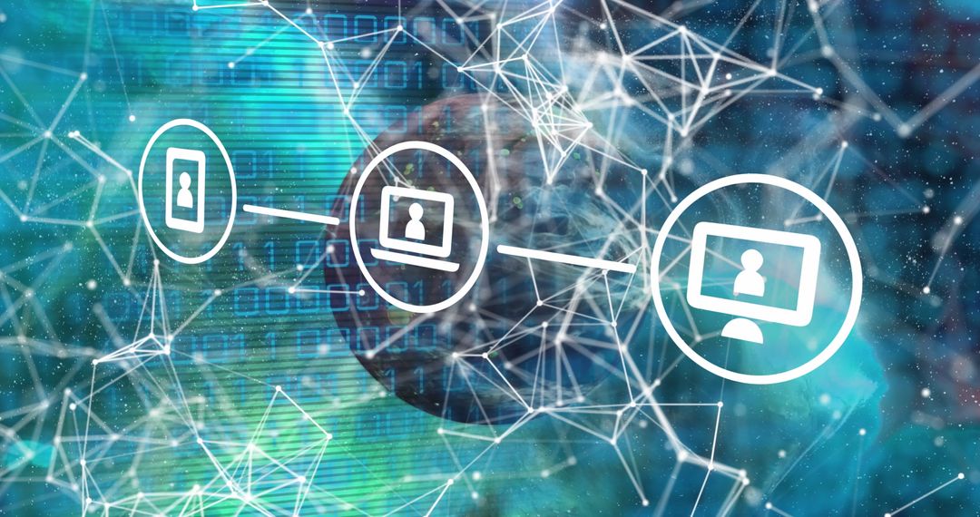 Global Connection of Network Icons with Digital Technology Overlay