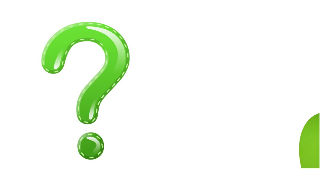 Green 3D Question Mark on Blank White Space