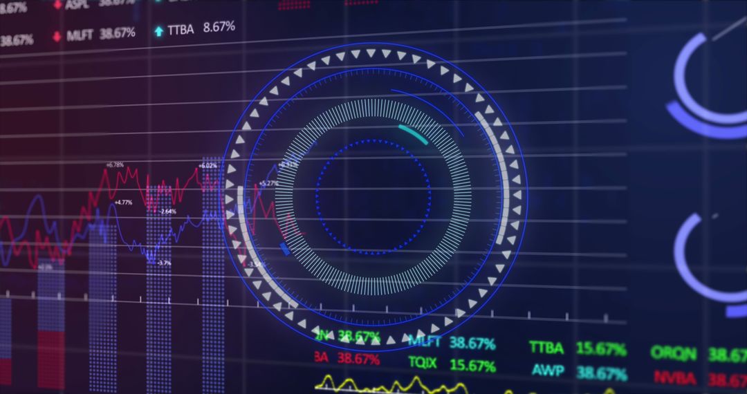 Futuristic Digital Interface Analyzing Stock Market Trends