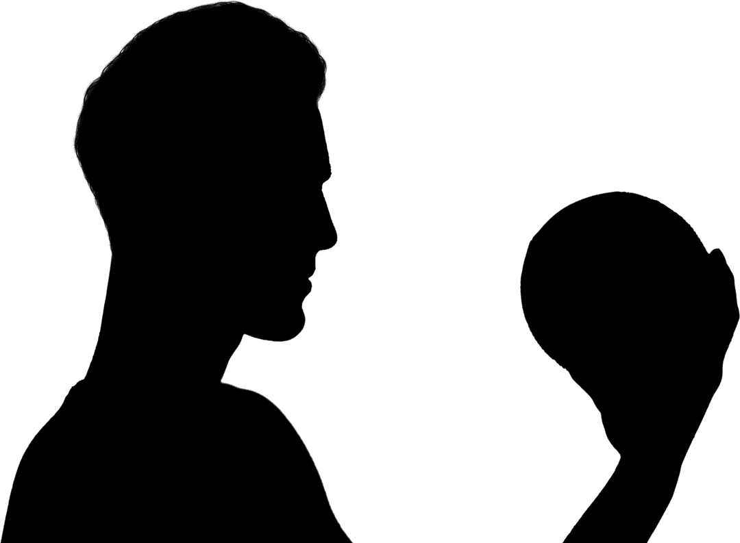 Digital Silhouette of Man Holding Ball on Transparent Background