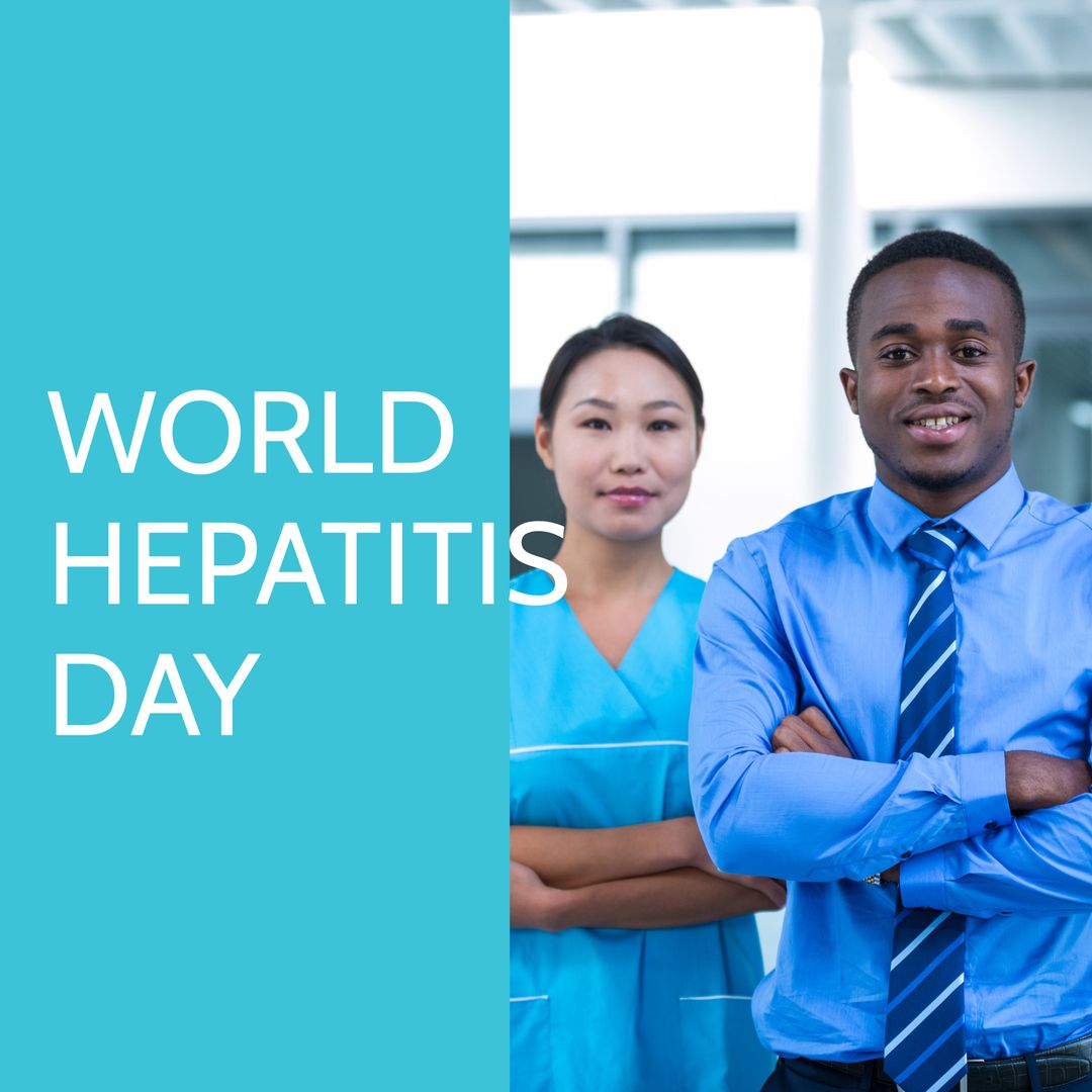 Diverse Healthcare Professionals Promoting World Hepatitis Day
