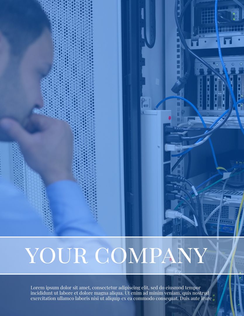 Technician Analyzing Server Equipment Promoting IT Reliability