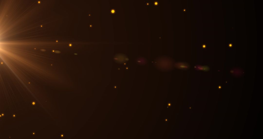 Glowing Particles and Lens Flare on Dark Background