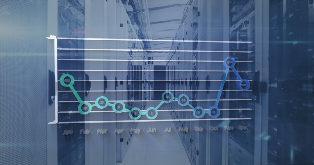 Digital Interface of Data Trends in Modern Server Room