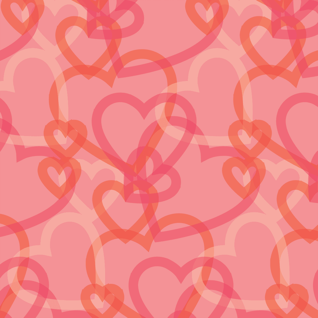 Transparent Overlapping Hearts Pattern on Pink Background