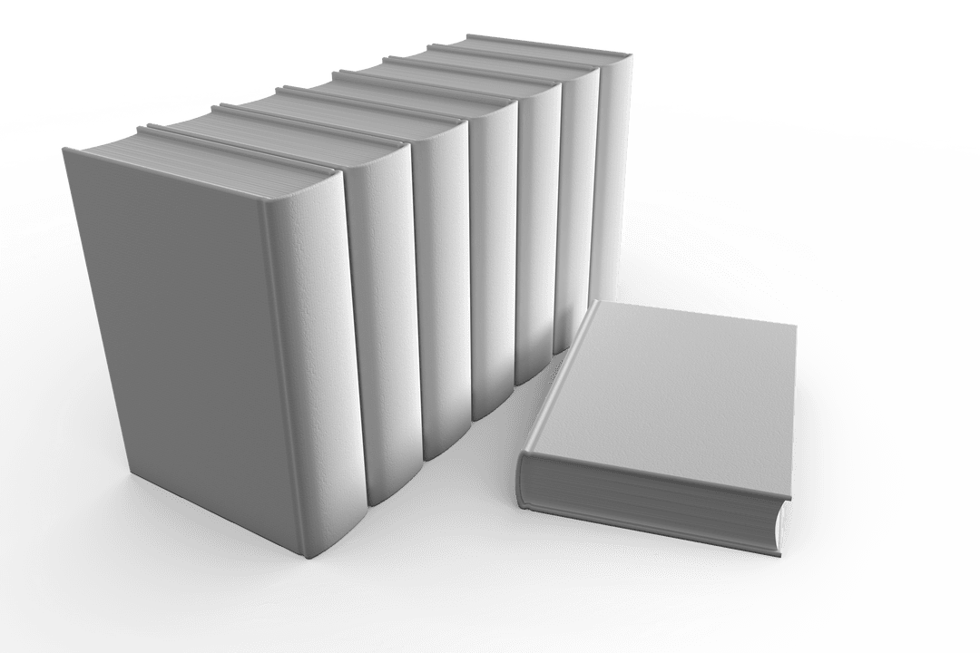 Line of Blank Textbooks on Transparent Background in PNG Format