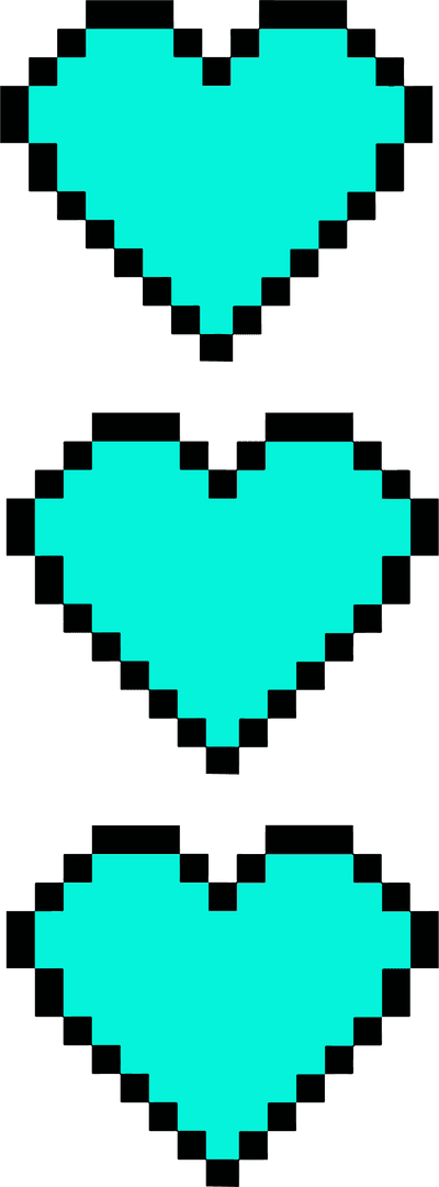 Turquoise Pixel Hearts on Transparent Background for Digital Icons