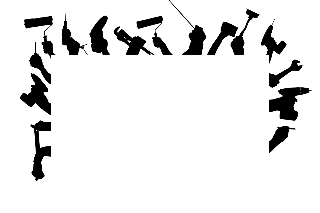 Black Hand Tools Creating Border on Transparent Canvas