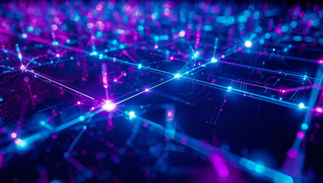 Futuristic Cyberpunk Grid with Neon Technology