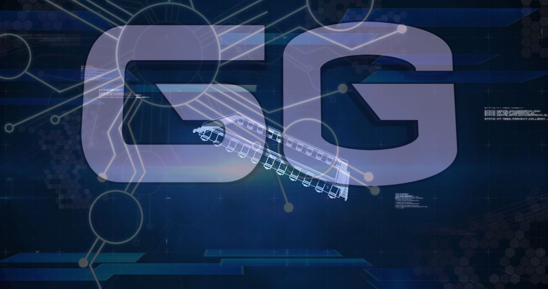 Futuristic 5G Network Concept with Digital Train Graphics