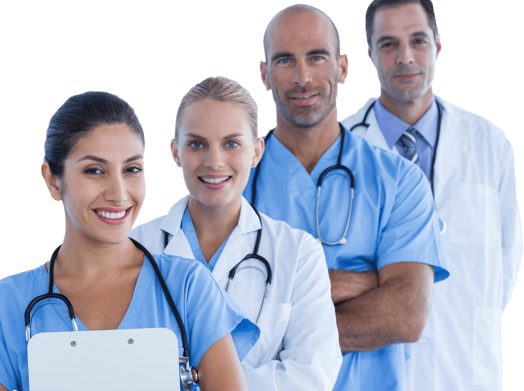 Transparent Team of Confident Medical Professionals for Healthcare Visuals