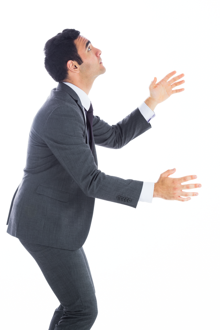 Businessman Gesturing Upward with Transparent Background - Download Free Stock Images Pikwizard.com