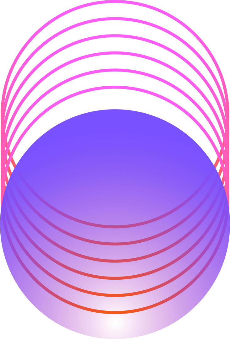 Transparent Glowing Orb with Radiating Violet-Pink Arcs