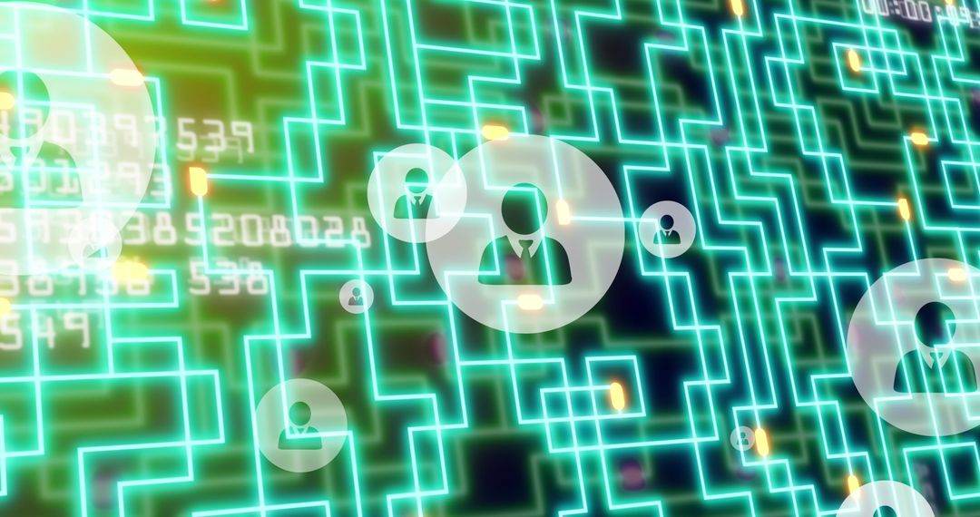 Futuristic Network Interface with Digital User Icons