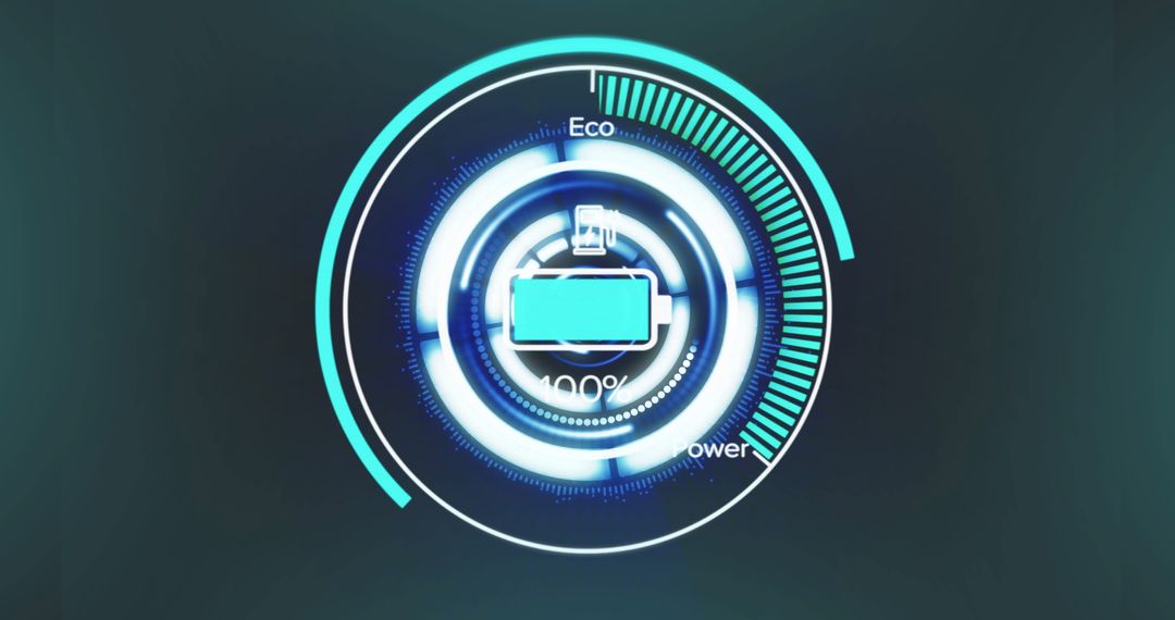 Digital Interface with Battery Charge and Data Processing Graphics