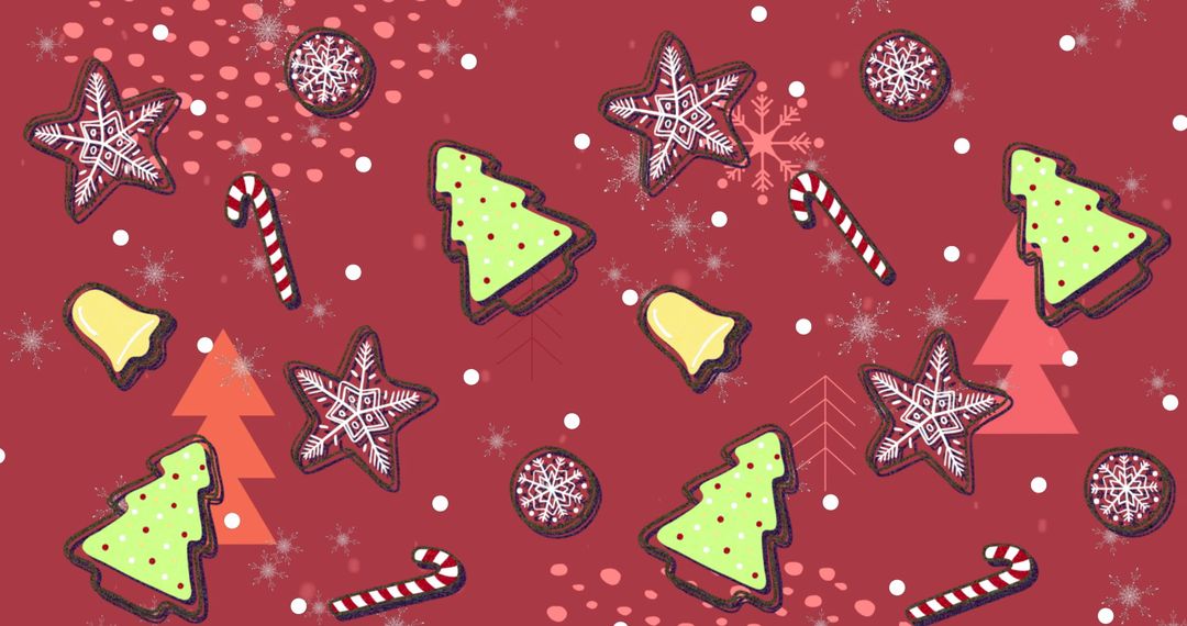Festive Christmas Pattern with Cookies and Candy Canes