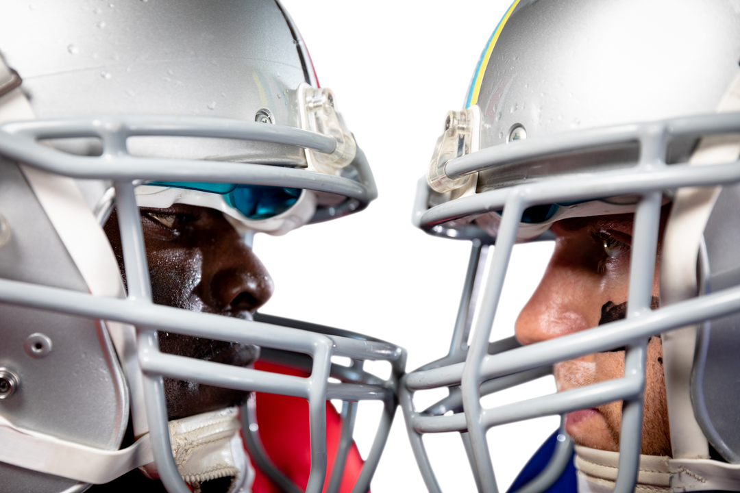 Transparent Two American Football Players Facing Each Other With Helmets Touching - Download Free Stock Images Pikwizard.com