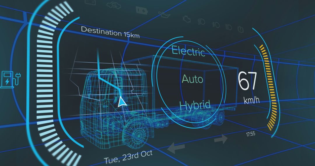 Digital Dashboard Interface with Truck Icon and Data Visualization