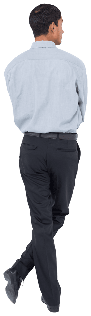 Transparent Rear View Businessman Standing with Crossed Legs