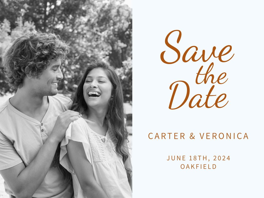 Joyful Couple Sharing a Laugh for Wedding Save the Date Card - Download Free Stock Templates Pikwizard.com