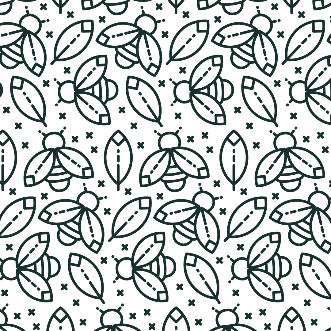 Transparent Background Pattern with Bees and Leaves