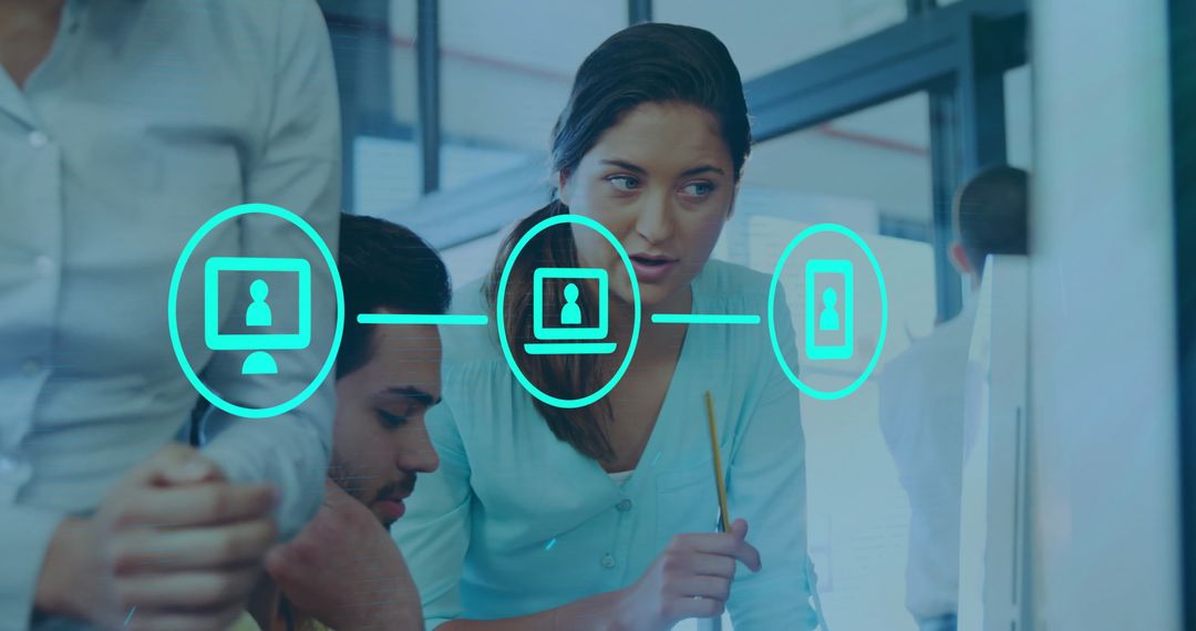 Collaborative Business Team with Digital Network Overlay