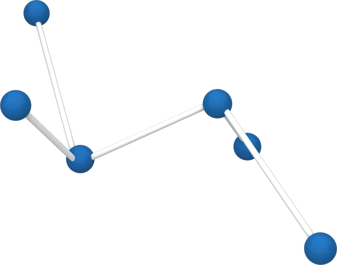 Transparent Molecular Structure with Blue Atoms and White Bonds