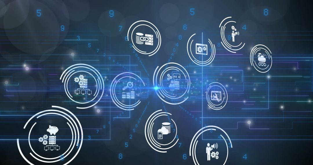 Futuristic Digital Networking and Data Innovation Icons