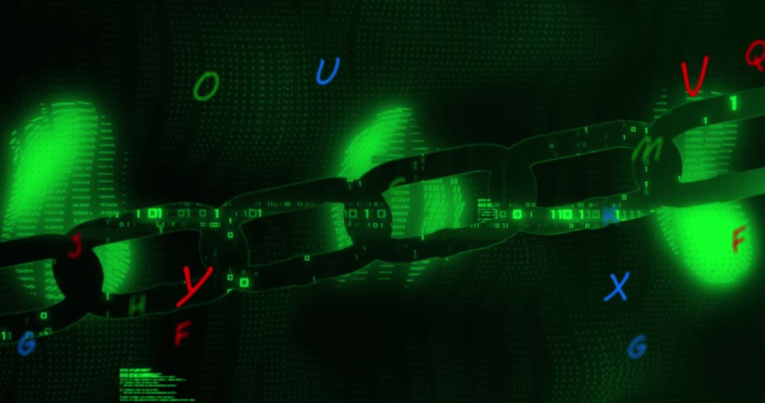 Abstract Cybersecurity Theme with Digital Chain Elements
