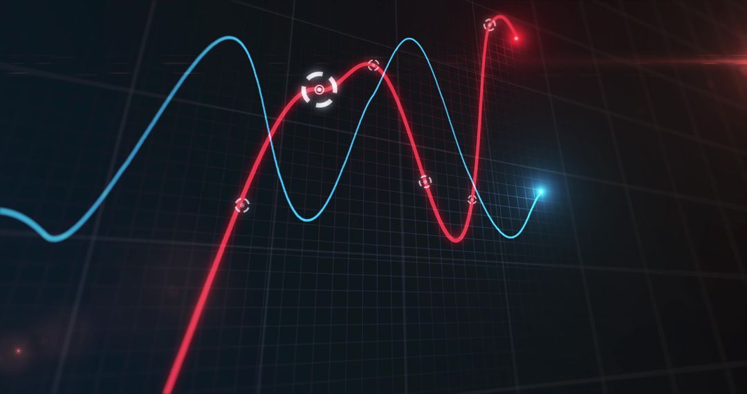 Dynamic Financial Data with Glowing Indicators on Grid