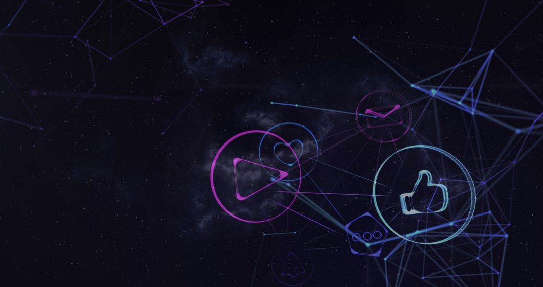 Futuristic Social Media Icons Floating in Cosmic Space