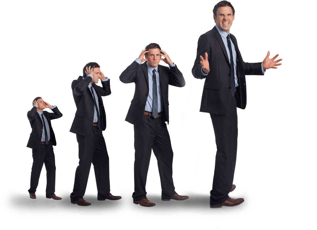 Transparent Sequence of Angry Businessman on Isolation