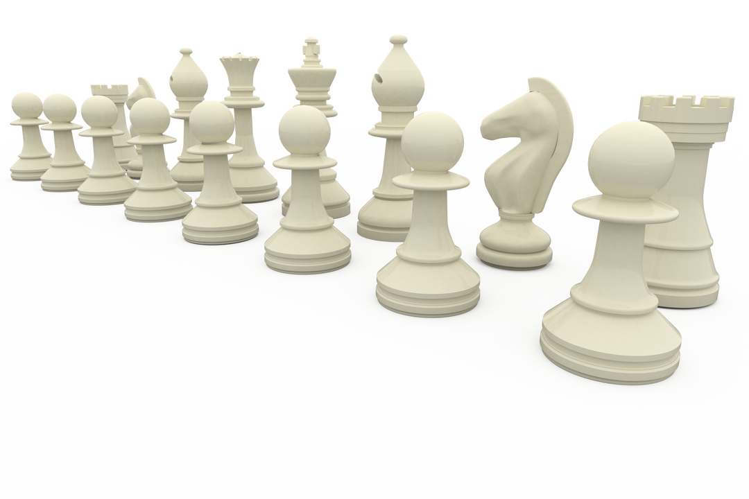 Transparent White Chess Pieces Forming Lineup on White Background - Download Free Stock Images Pikwizard.com