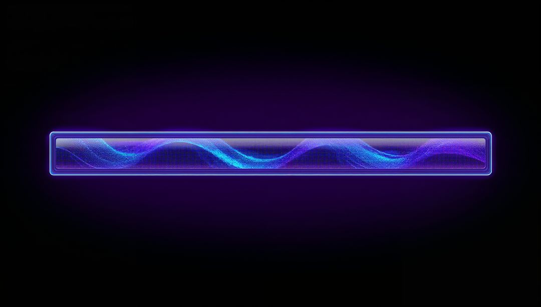 Glowing Neon Waveform Panel with Rounded Glass Border and Dotted Undulating Grid Display
