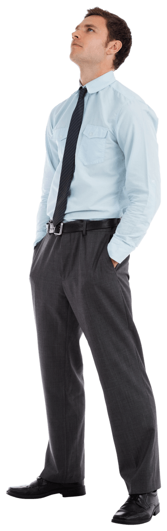 Transparent Businessman Standing Confidently in Formal Attire