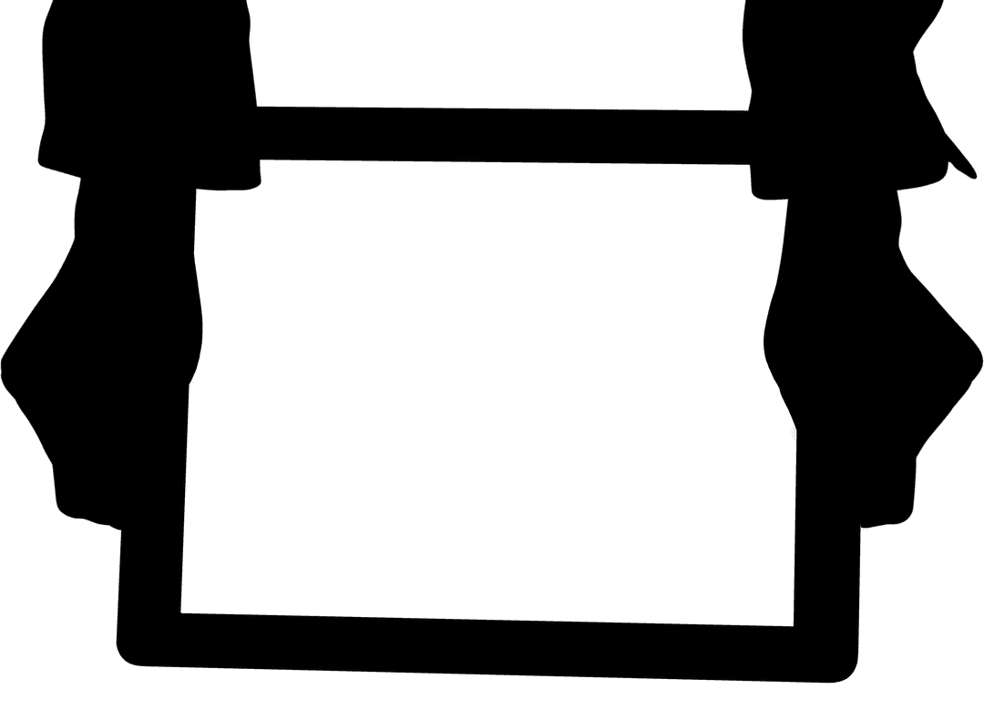 Tablet usage silhouette on transparent background for communication concept