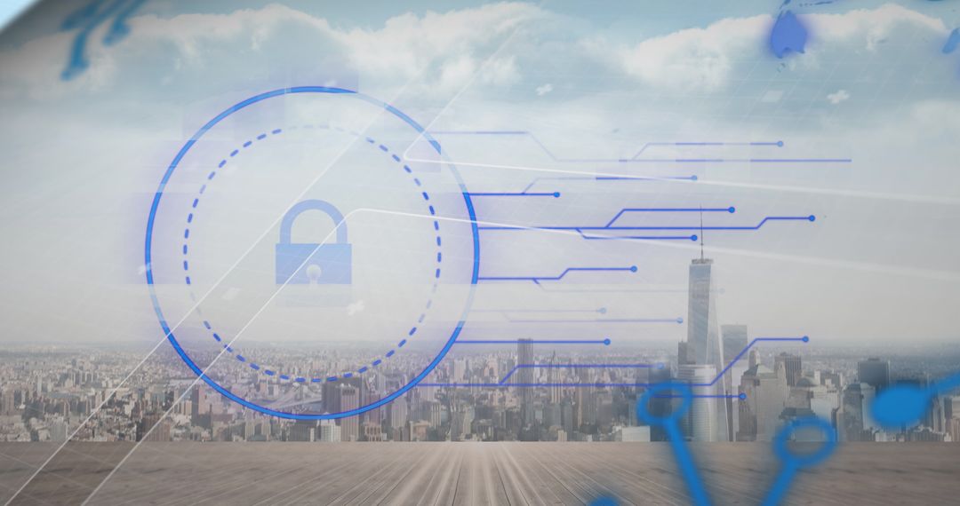 Digital Security Overlay on Urban Skyline
