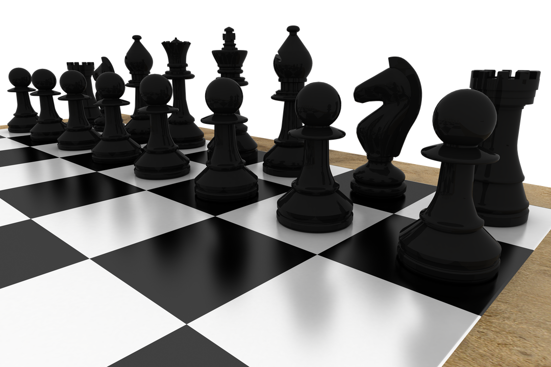 Transparent Background Black Chess Pieces Arranged on Chessboard - Download Free Stock Images Pikwizard.com