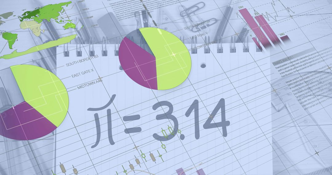 Stock Market Data Overlay Pi Symbol Background