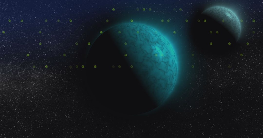 Digital Data Streams Over Alien Planet Concept to Illustrate Technology