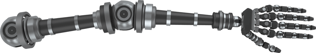 Futuristic Transparent Robotic Arm with Articulated Fingers