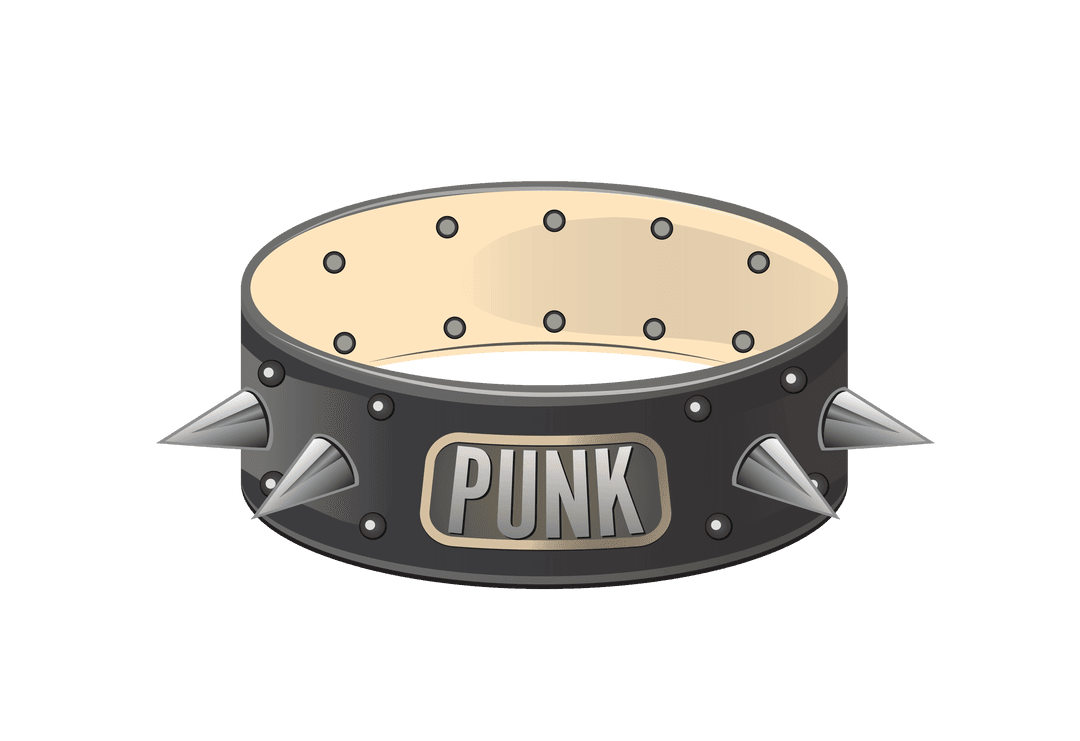 Edgy Punk Spiked Collar on Transparent Background