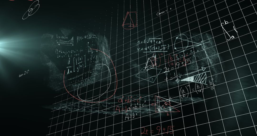 Advanced Mathematical Equations on Digital Screen in Technology Concept