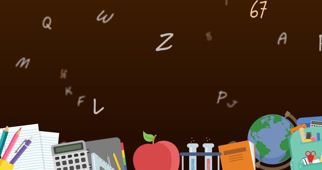 Educational Learning Icons with Floating Numbers and Letters