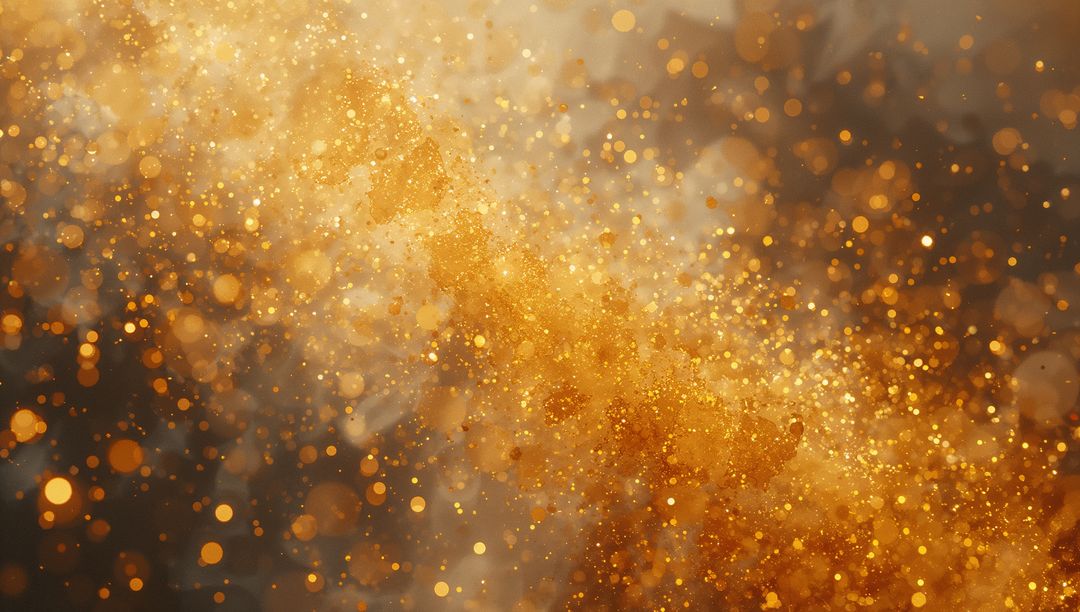 Luxurious Golden Glitter Cloud with Shimmering Bokeh Spheres