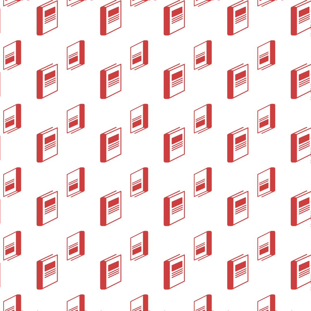 Seamless Red Pattern of Book Icons on Transparent Background