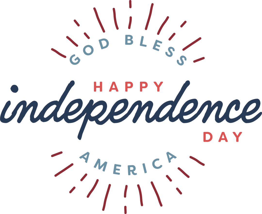 Happy Independence Day Digital Banner on Transparent Background