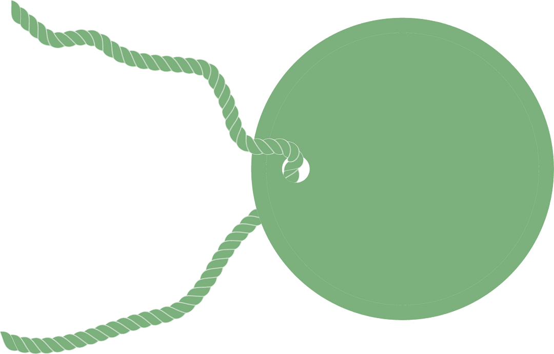 Green Gift Label with String on Transparent Background