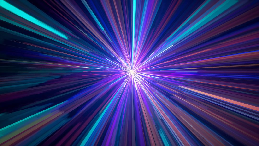 Neon Starburst Emitting Color Beams Through Dynamic Radial Light Motion
