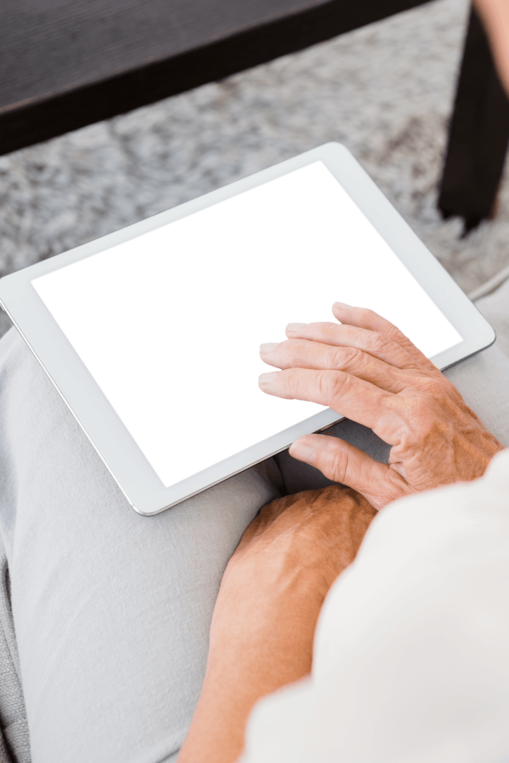 Transparent Screen Concept Man with Digital Tablet